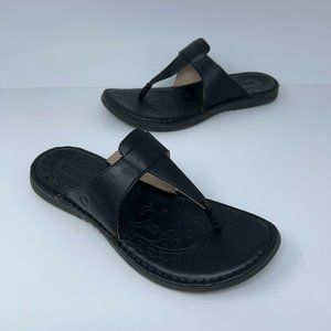 Bogs Womens Amma 3 Flip Flop Thong T-Strap Sandals Black Leather Slip On 7 New